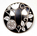 In zwart en wit geëmailleerde broche ontwerp Josef Hoffmann ca.1910 uitvoering Wiener-Werkstätte / Oostenrijk 