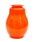  Oranje glazen Serica vaas met verticaal optiek ontwerp A.D.Copier 1926 uitvoering Glasfabriek Leerdam 