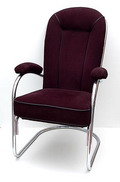  Buisstoel AA-fauteuil met hoofdsteun model no.416 ontwerp W.H.Gispen eind jaren 30 uitvoering Gispen opnieuw bekleed met zwarte rib bij Dutch Originals / Asperen 