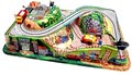  Blikken / kunststof Gigant Construction site opwind spel met twee auto's in originele doos uitvoering Technofix made in West Germany 