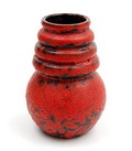  Aardewerk vaas met rood fat lava glazuur uitvoering Scheurich Keramik / Duitsland ca.1970 
