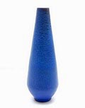  Blauw geglazuurde aardewerk vaas uitvoering Karlsruhe / Duitsland ca.1975 