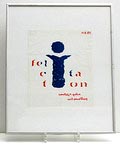  Zeefdruk / vouwblad in lijst Felicitation Hartelijk geluk Wil Sandberg 18.6.83 ontwerp Wil Sandberg 1983 