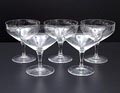  Champagne coupes 5x van servies B-glad ontwerp K.P.C.de Bazel 1917 uitvoering Glasfabriek Leerdam 