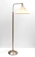  Metalen staande schemerlamp met stoffen kap in de stijl van Gispen Nederland ca.1925 