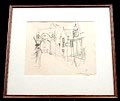  Originele potloodtekening Oudemannehuispoort / Amsterdam uitvoering Anton Pieck gecertificeerd door Hans Vogelensang vriend en biograaf van Anton Pieck met kopie certificaat 