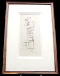  Originele potloodtekening Amsterdams grachtenpand uitvoering Anton Pieck gecertificeerd door Hans Vogelensang vriend en biograaf van Anton Pieck met kopie certificaat 