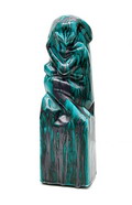  Groen geglazuurd aardewerk sculptuur Mensfiguur ontwerp Hildo Krop 1920 uitvoering Eskaf / Steenwijk 