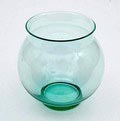  Meerblauwe bolvormige vaas met rechtopstaande hals ontwerp A.D.Copier 1930 uitvoering Glasfabriek Leerdam 