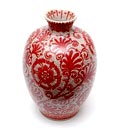  Aardewerk vaas met gecraqueleerd glazuur en monochroom beschilderde florale decoratie uitvoering de Porceleyne Fles / Delft 1966 