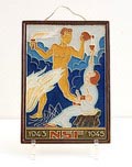  Cloisonné herrinnerings tegel uitgegeven door het Nationaal Steunfonds NSF ontwerp Jan Rot 1945 uitvoering Porceleyne Fles / Delft 