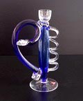  Helderglazen Limited Edition kandelaar Ivan met blauw aangezet handvat ontwerp Borek Sípek ca.1995 uitgevoerd voor Driade door Ajeto / Tsjechië 