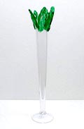  Helderglazen Limited Edition vaas Stephan met groen aangezette applique's aan bovenzijde ontwerp Borek Sípek ca.1995 uitgevoerd voor Driade door Ajeto / Tsjechië 