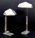  Twee aluminium in hoogte verstelbare bureaulampen uitvoering Pirouett / France ca.1935 
