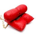  Rood leren telefoon Pillowphone uitgevoerd voor Leitmotiv Amsterdam ca.1985 