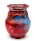  Aardewerk Berbas vaas met rood Reflet Métallique glazuur uitvoering Porceleyne Fles Delft ca.1900 