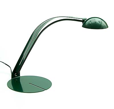 Green lackered desk-lamp in height adjustable and with revolving shade executed by Herda / the Netherlands ca.1980 