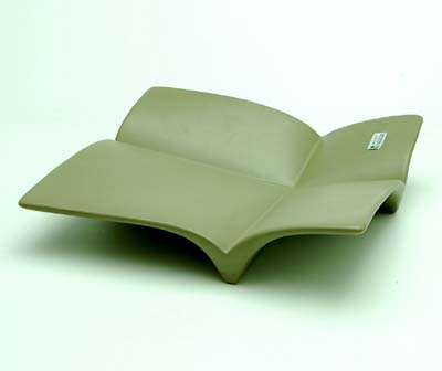 Green glazed square earthenware dish design Jeroen Bechtold ca.1987 executed by Flora Hardenberg / the Netherlands 