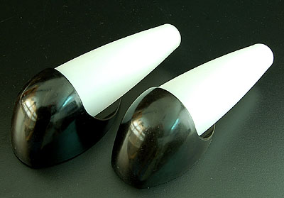 Two wall-lamps bakelite holders with white glass shades executed by Bo-Niko ca.1960 