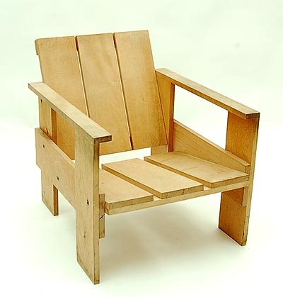 Pine-wood so called crate-chair design Gerrit Rietveld 1934 executed by Cassina / Italy ca.1980 