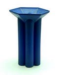 Blauw geglazuurde porseleinen Multipel vaas ontwerp Jan van der Vaart 1994 uitvoering in eigen studio 