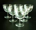 Champagne coupes Gilde 6x ontwerp A.D.Copier 1939 uitvoering Glasfabriek Leerdam 1940 