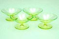 Uranium-green glass liqueur-coupes 4x executed by Moser / Czechoslovakia ca.1935 