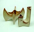 Aardewerk vazen 2x met bruin stroomglazuur ontwerp uitvoering Bertoncello / Italië ca.1980 