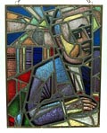  Leaded glass  pane possibly from the demolished  Noorderhoekkerk  Tilburg / the Netherlands ca.1930 