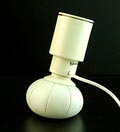 Table-lamp  600  leather bottomside adjustable light direction and white lackered metal fitting holder design  Gino Sarfatti  1966 executed by  Arteluce  / Italy 