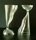 Reversible clear glass Campari glasses Via Col Vento design Matteo Thun 1986 especially designed for the Campari family executed by Lobmeyr / Austria 