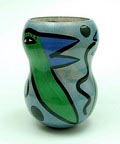 Hand-painted glass vase Birdy design Ulrica Hydman-Vallien ca.1985 executed by Kosta Boda / Sweden 