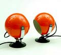 Red lackered metal wall-lamps 2x designer unknown executed by Anvia Almelo / the Netherlands ca.1970 