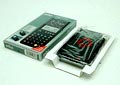 Zwarte kunststof rekenmachine World Traveller ET 88 ontwerp Dietrich Lubs 1991 uitvoering Braun / Duitsland 