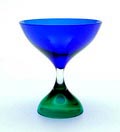 Blauw-groene Hour-glass vaas ontwerp Vicke Lindstrand 1962 uitvoering Kosta / Zweden 