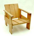 Grenehouten zgn kratstoel naar ontwerp van Gerrit Rietveld 1934 uitvoering Cassina / Italië ca.1980 