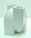 Witte aardewerk vaas ontwerp uitvoering Jan van der Vaart 1973 