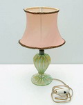 Glazen lampvoetje Cordonato Oro met stoffen kap ontwerp Ercole Barovier ca.1950 uitvoering Barovier Toso Italie 