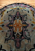 Polychroom geweven velours tafelkleed met geometrische Amsterdamse School motieven ca.1925 
