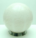 Zeer grote glazen plafondlamp in wit opaak glas met helderglazen overlay met craquelé met verchroomde plafondplaat ontwerp A.D.Copier ca.1930 uitvoering Leerdam 
