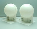 Twee kunststoffen tafellampen Sirio ontwerp Brazzoni E Lampa uitvoering Harvey Guzzini / Italie ca.1970 