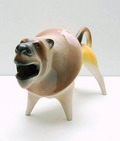 Aardewerk beeldje van een leeuw ontwerp uitvoering Roberto Rigon Italie ca.1985 website 