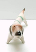 Aardewerk beeldje van een tekkel ontwerp uitvoering Roberto Rigon Italie ca.1985 website 