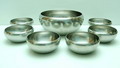 Set 7-dlg Alfra-stainless steel compote set ontwerp Carlo Mazzeri 1967 uitvoering Alessi / Italie 