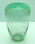Groene Unica vaas X 1218 met craquelé ontwerp A.D.Copier 1946 uitvoering Leerdam / Holland 