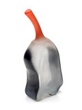  Helder glazen Unica vaas met zwarte zijde en rode hals ontwerp uitvoering Richard Meitner 1988 O.a in collectie van Nationaal Glasmuseum Leerdam Netherlands Museum Boymans van Beuningen Rotterdam NL Stedelijk Museum Amsterdam Netherlands The Corning Museum of Glass Corning U.S.A Musée des Arts Décoratifs Paris France The Victoria and Albert Museum London England The Barovier-Toso Collection Murano Venice Italy The Museum of Modern Art Sapporo Japan 
