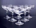  Champagne coupes 6x van servies J ontwerp K.P.C.de Bazel 1917-'18 uitvoering Leerdam 