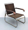  Model B-35 buisstoel met gewoven ijzergaren bekleding ontwerp naar Marcel Breuer uitvoering Veha / Holland ca.1935 