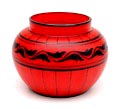  Rood glazen Tango vaas met zwarte lijn decoratie uitvoering Loetz Bohemen ca.1925 