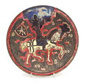  Wandschotel Jacoba-aardewerk met geel en rood Reflet Métallique uitvoering Porceleyne Fles ca.1900 